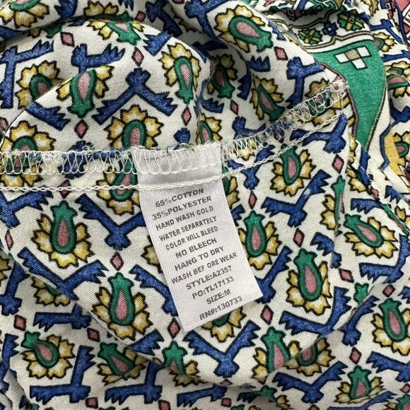 Umgee Womens Boho Tunic Dress SZ M Paisley Multicolor 3/4 Bell Sleeves V-Neck - Picture 4 of 16